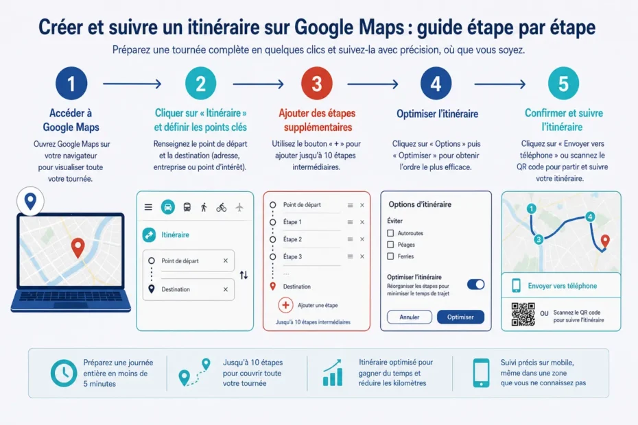Créer un itinéraire Google Maps avec plusieurs étapes