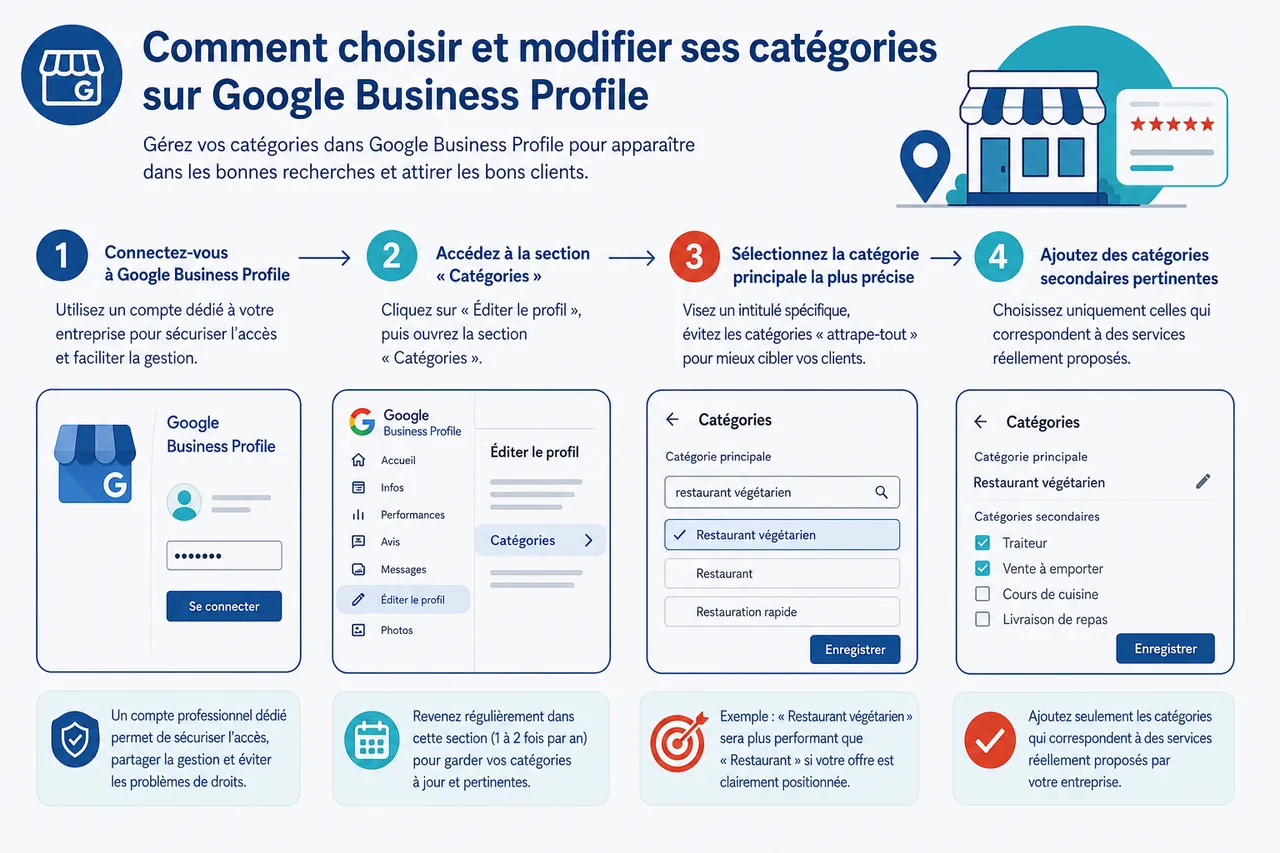 Différence entre catégories et services dans Google Business Profile