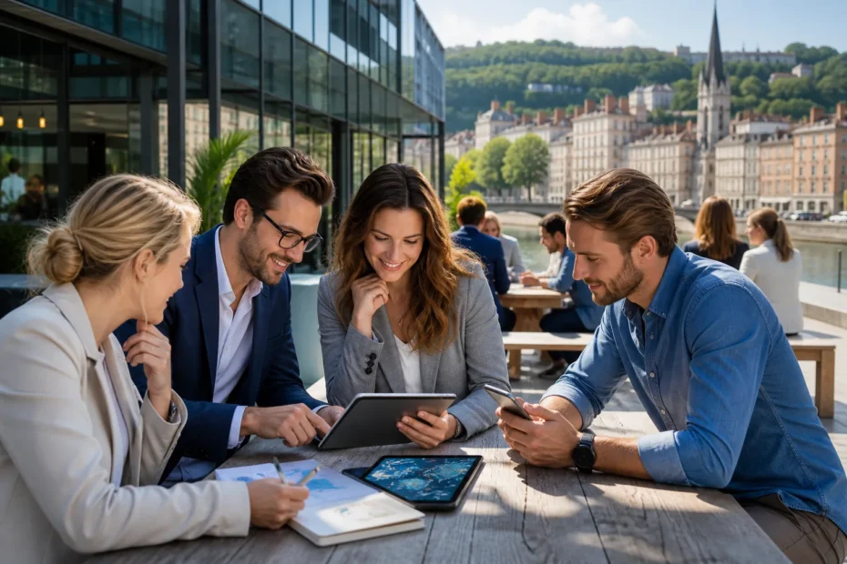 Carte Google Maps avec icônes de localisation et stratégies marketing