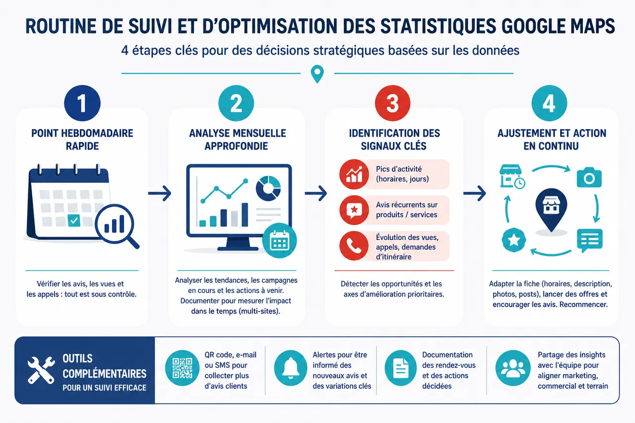Suivi des statistiques Google Maps: comment prendre des décisions stratégiques , Bonnes pratiques et outils complémentaires pour un suivi efficace