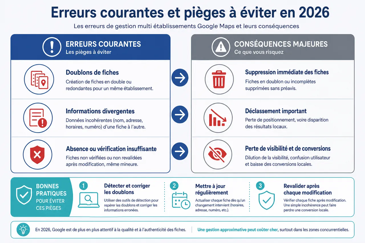 Gérer plusieurs établissements sur Google Maps quand votre entreprise a plusieurs sites , Erreurs courantes et pièges à éviter en 2026